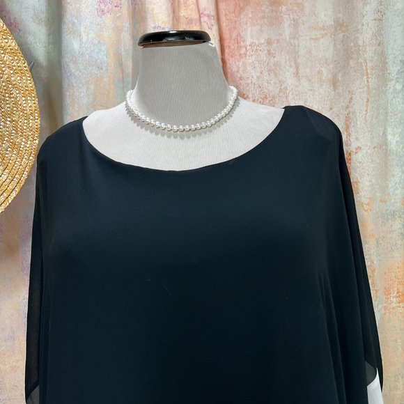 📌Yessica  Stylish Navy Style Top with Overlay - Picture 3 of 14